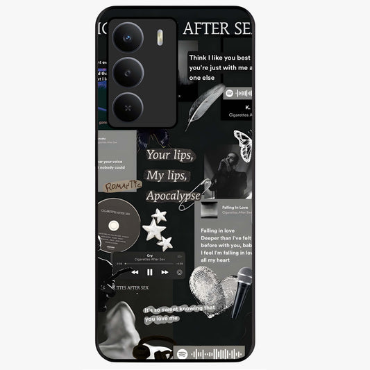 Midnight Love Echo Glass Case showing flat back view with romantic midnight themed artwork and glossy glass finish.