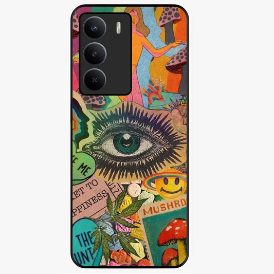 Mystic Eye Wonderland Glass Case showing flat back view with mystical eye themed artwork and glossy glass finish.
