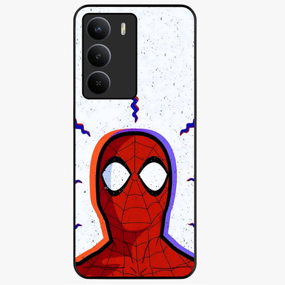 Omg Spiderman Glass Case showing flat back view with bold superhero inspired artwork and glossy glass finish.