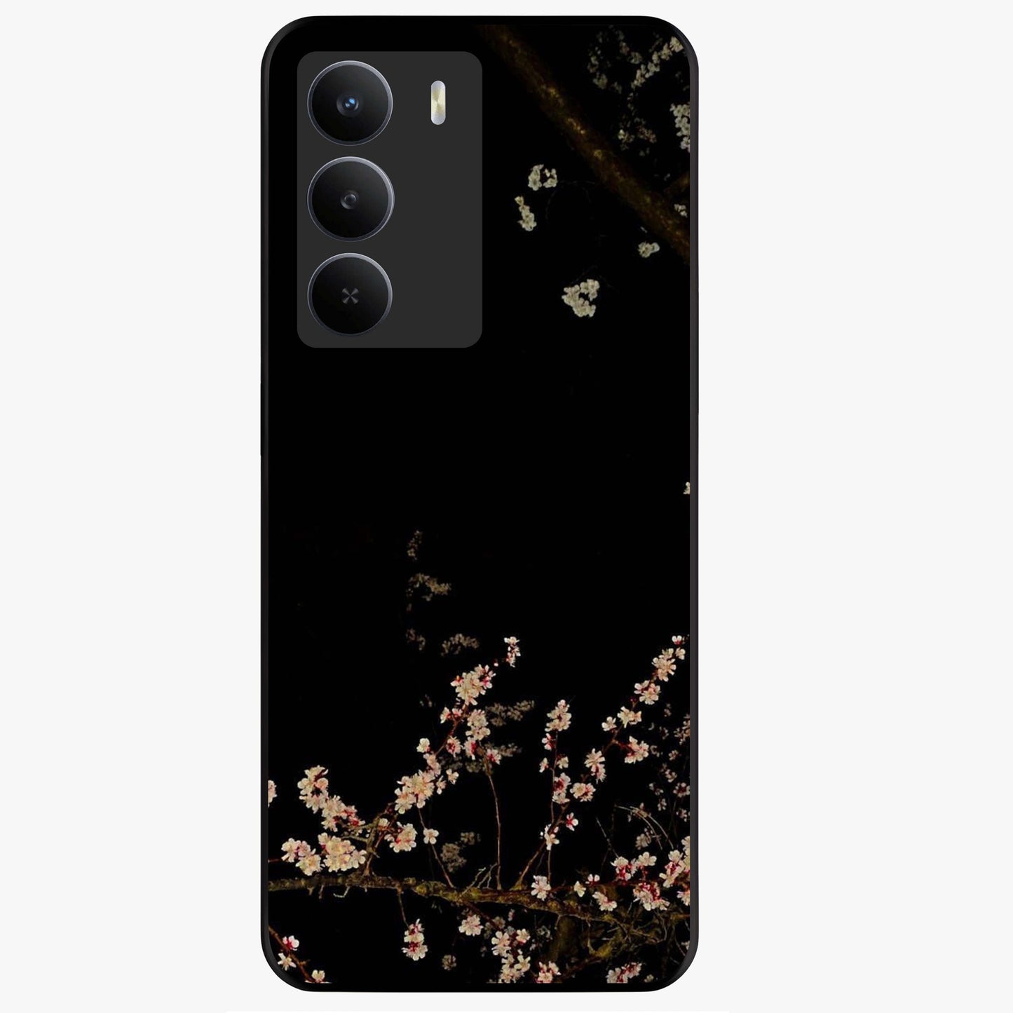 Petal Moon Light With Custom Name Glass Case showing flat back view with floral moonlight artwork and personalized name design.