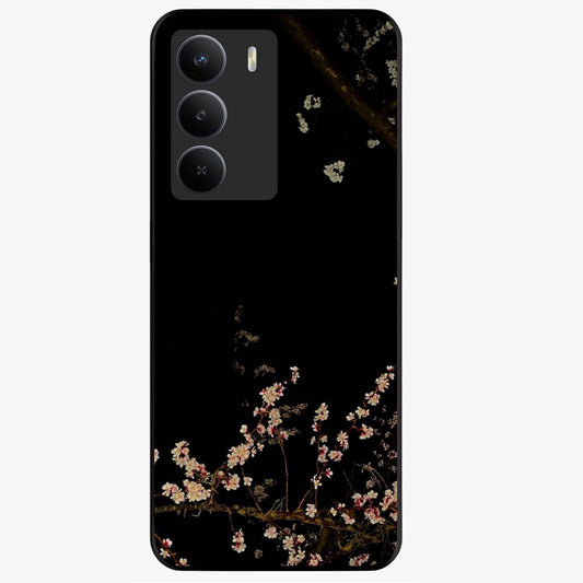 Petal Moon Light With Custom Name Glass Case showing flat back view with floral moonlight artwork and personalized name design.