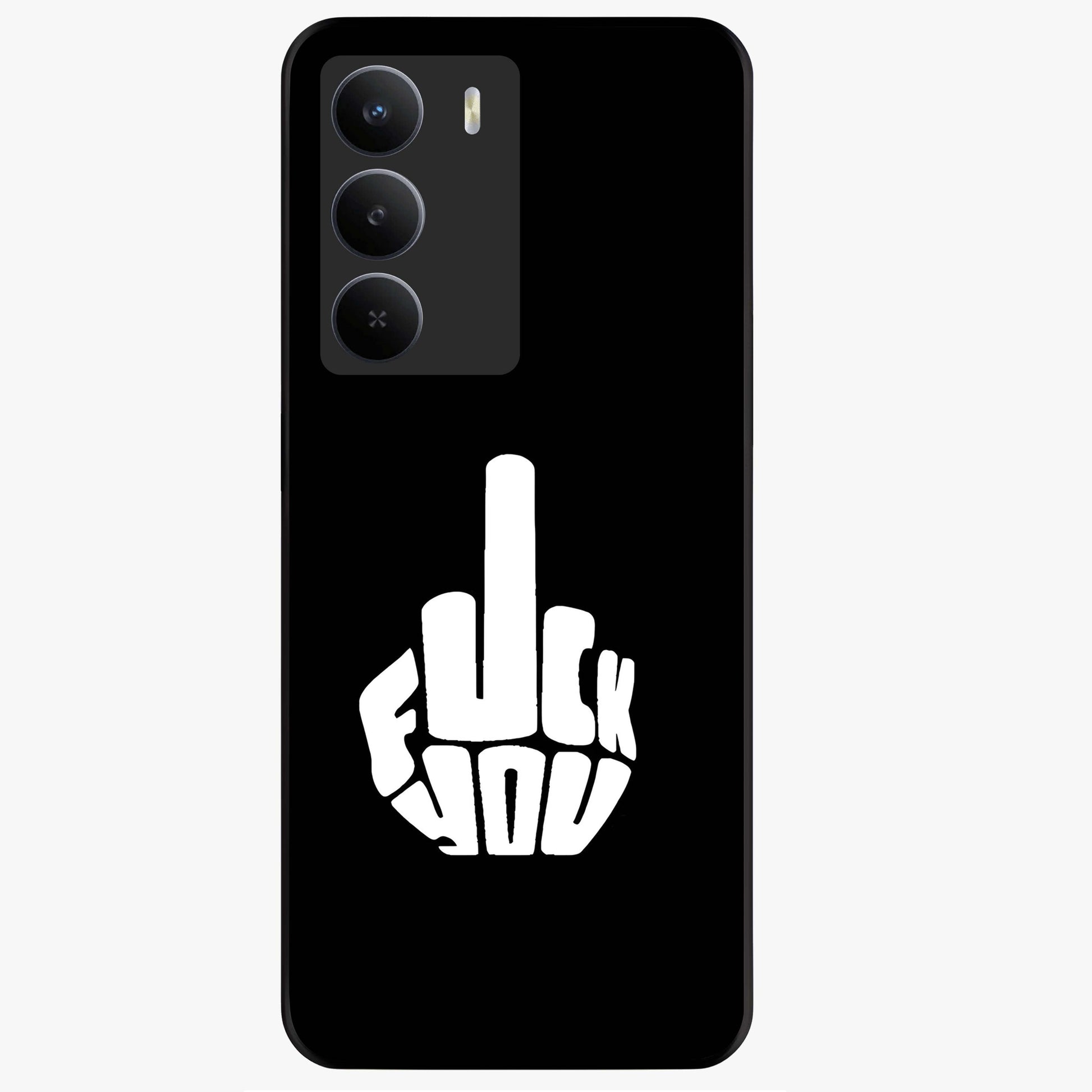 Rebel Mode On Glass Case showing flat back view with bold rebellious typography artwork and glossy glass finish.