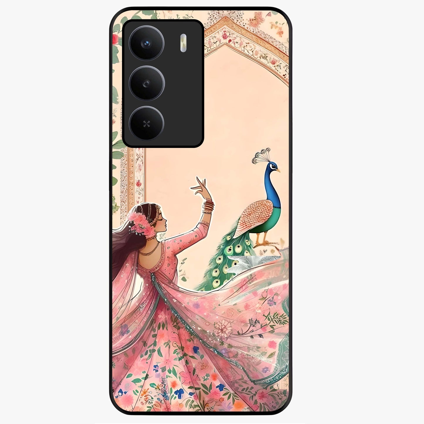Royal Grace Muse Glass Case showing flat back view with elegant artistic artwork and glossy glass finish.