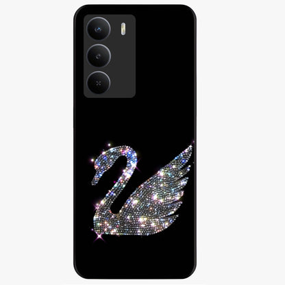 Starlit Swan Grace Glass Case showing flat back view with graceful swan artwork under starry sky and glossy glass finish.