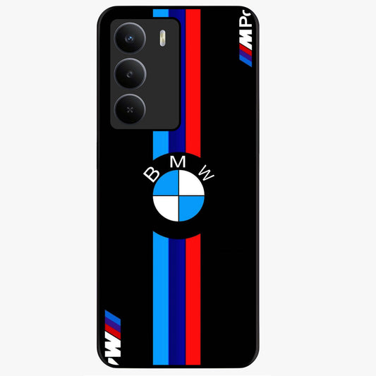 Turbo BMW Beast Glass Case showing flat back view with high performance sports car artwork and glossy glass finish.