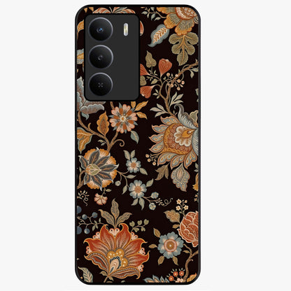Vintage Floral Dream Glass Case showing flat back view with classic floral artwork and glossy glass finish.