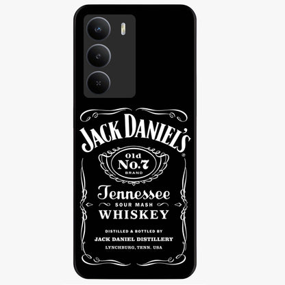 Vintage Whiskey Heritage Glass Case showing flat back view with classic whiskey inspired artwork and glossy glass finish.