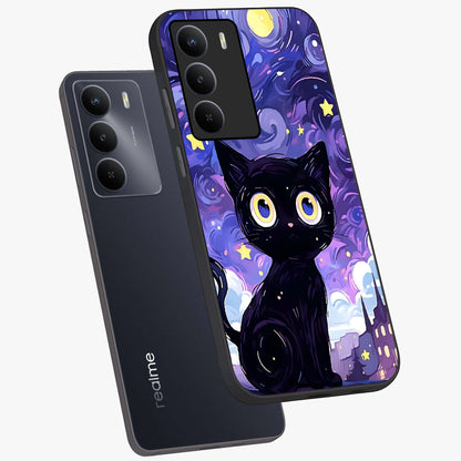 Abstract Cat Art Glass Case displayed in angled mockup highlighting modern abstract cat artwork and sleek glass surface.