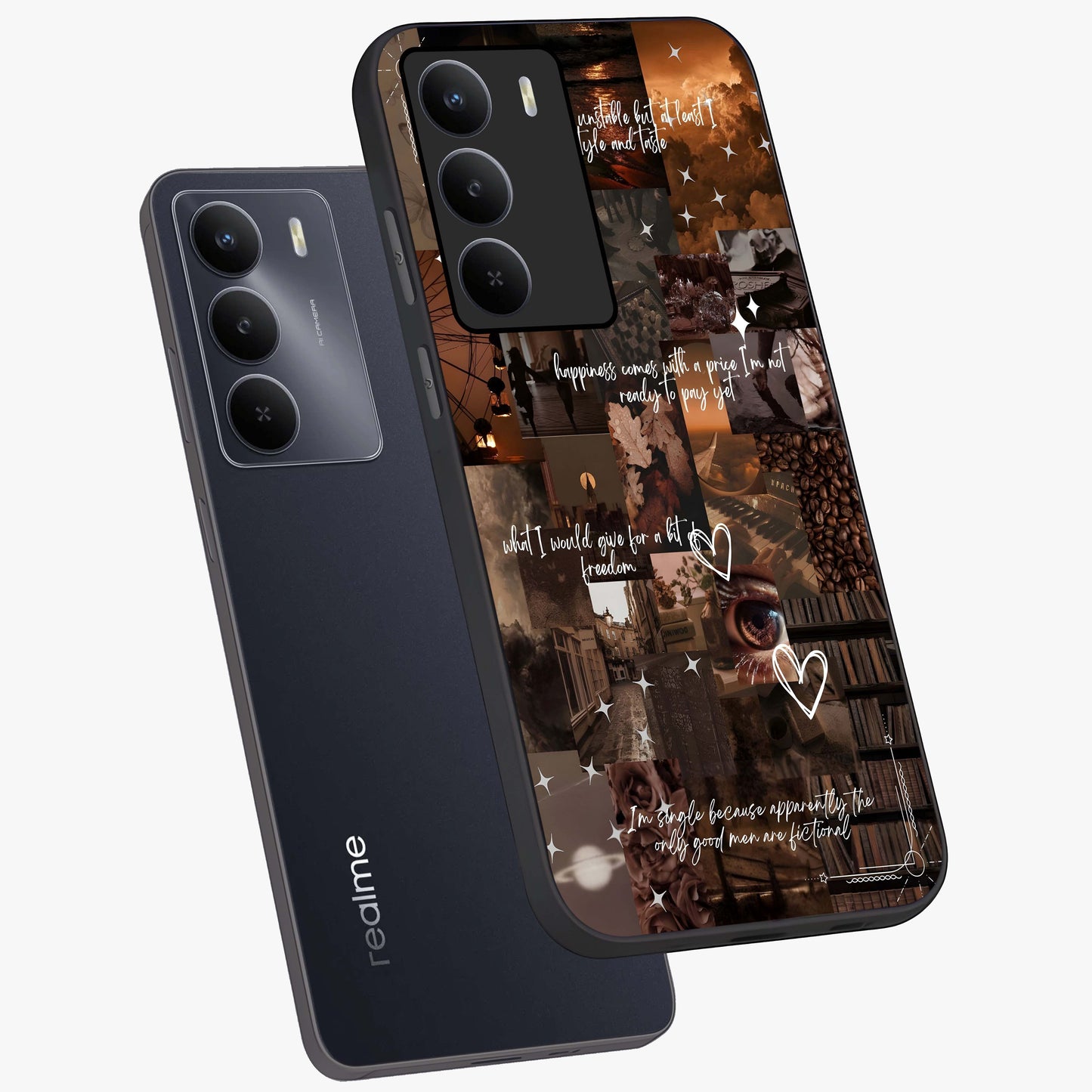 Bittersweet Aesthetic Chaos Glass Case displayed in angled mockup highlighting expressive abstract artwork and edgy aesthetic theme.