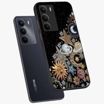 Cosmic Sparkle Dreams Glass Case displayed in angled mockup highlighting dreamy star sparkle design with celestial aesthetic.