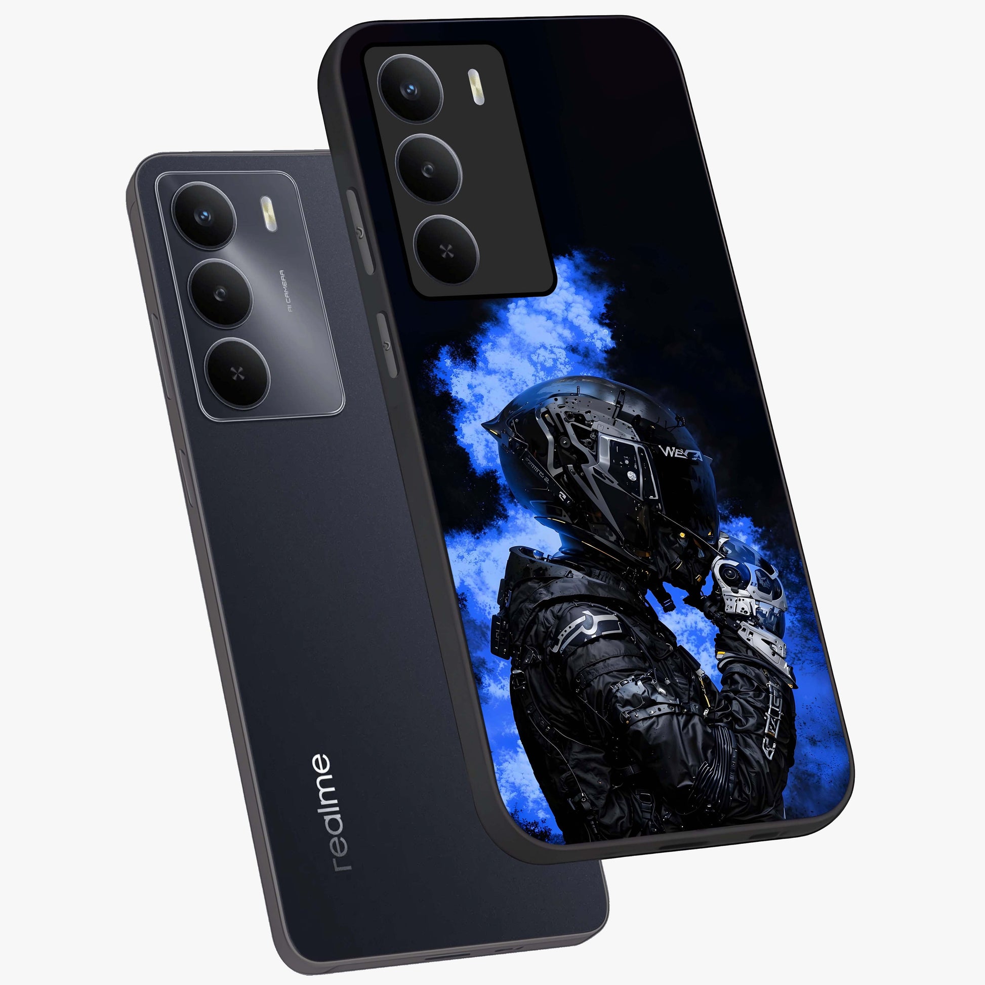 Cyber Sentinel Protocol Glass Case displayed in angled mockup highlighting digital cyber design with sci-fi aesthetic style.