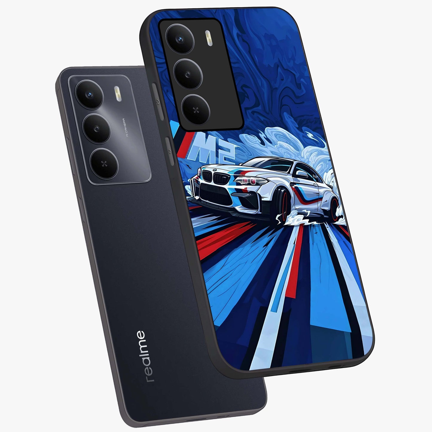 Drift Power Rush Glass Case displayed in angled mockup highlighting powerful drift car design with sporty aesthetic style.