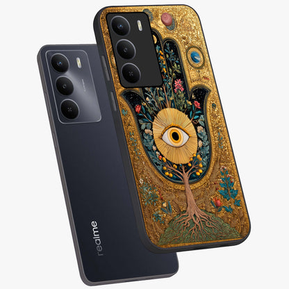 Ethereal Evil Eye Glass Case displayed in angled mockup highlighting protective evil eye symbol with spiritual aesthetic design.