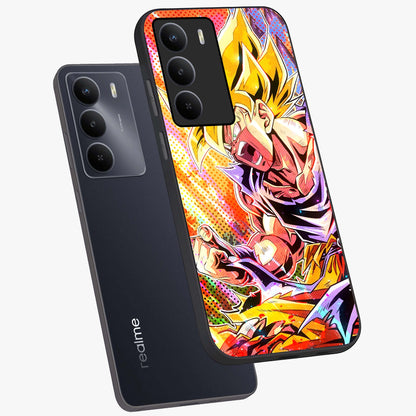 Firing Goku Glass Case displayed in angled mockup highlighting dynamic anime character design with action aesthetic.