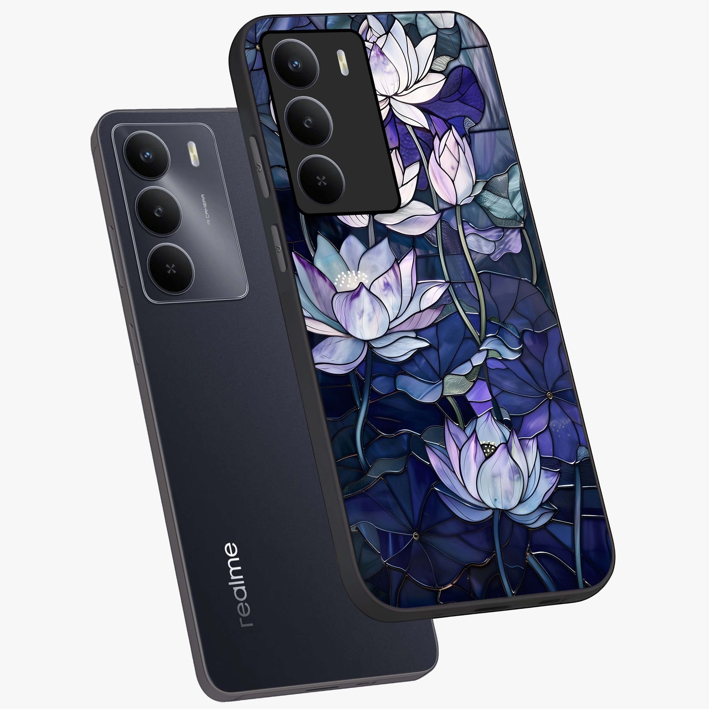 Gloss Petal Rush Glass Case displayed in angled mockup highlighting vibrant petal design with elegant floral aesthetic.