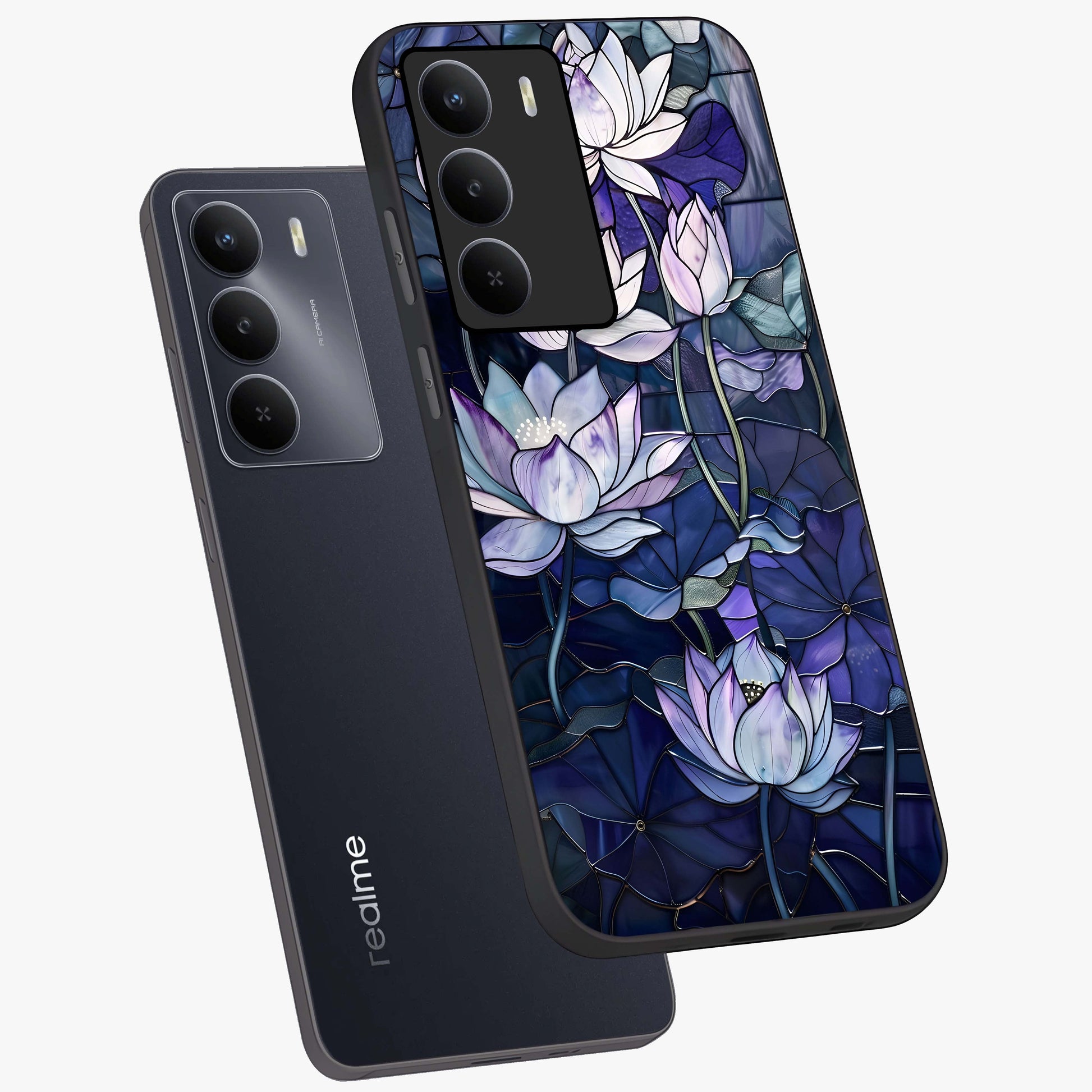 Gloss Petal Rush Glass Case displayed in angled mockup highlighting vibrant petal design with elegant floral aesthetic.
