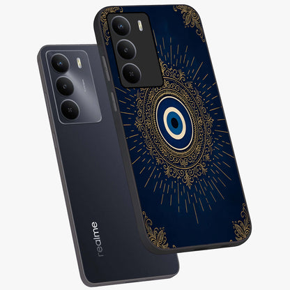 Golden Celestial Charm Glass Case displayed in angled mockup highlighting sparkling cosmic charm design with celestial aesthetic.