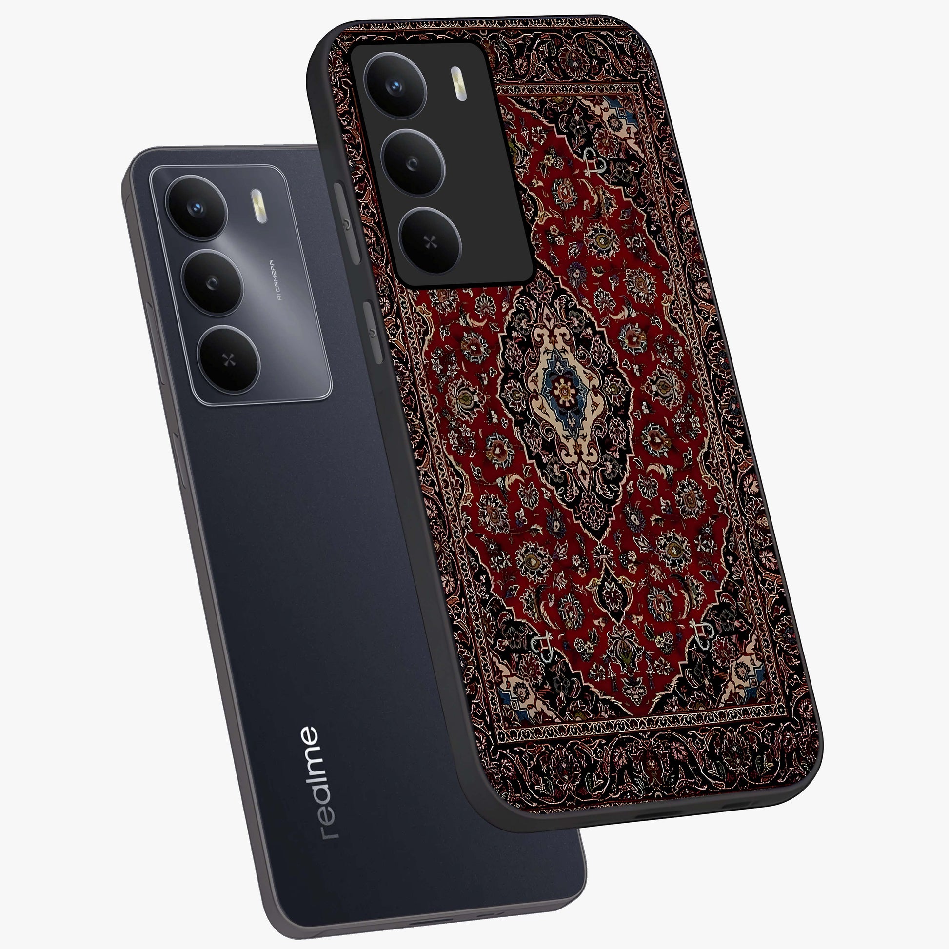 Heritage Carpet Royale Glass Case displayed in angled mockup highlighting intricate royal carpet design with heritage aesthetic.