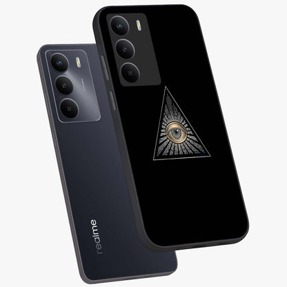 Illuminati Evil Glass Case displayed in angled mockup highlighting dark occult inspired design with bold aesthetic style.