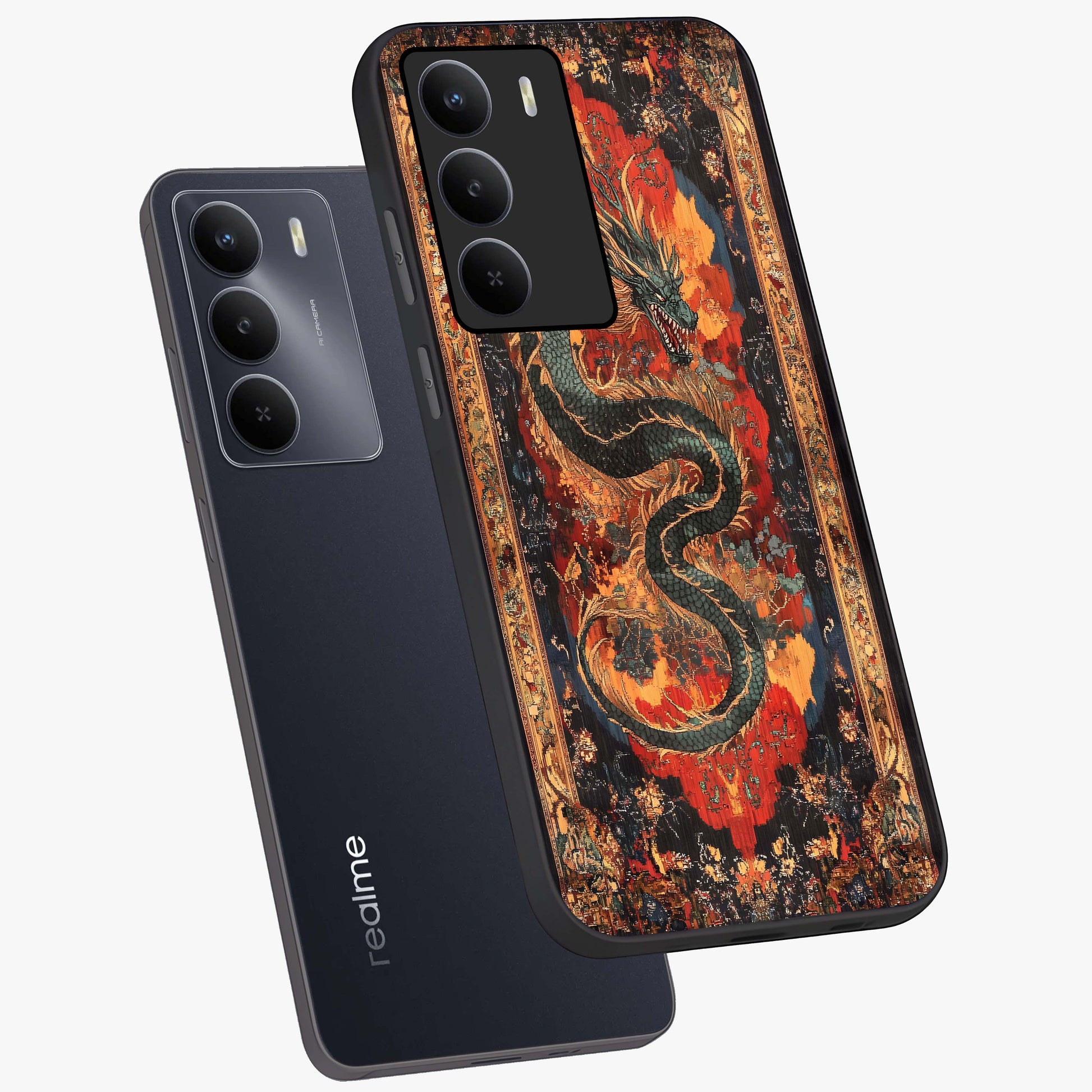Inferno Dragon Soul Glass Case displayed in angled mockup highlighting powerful dragon illustration with inferno aesthetic.