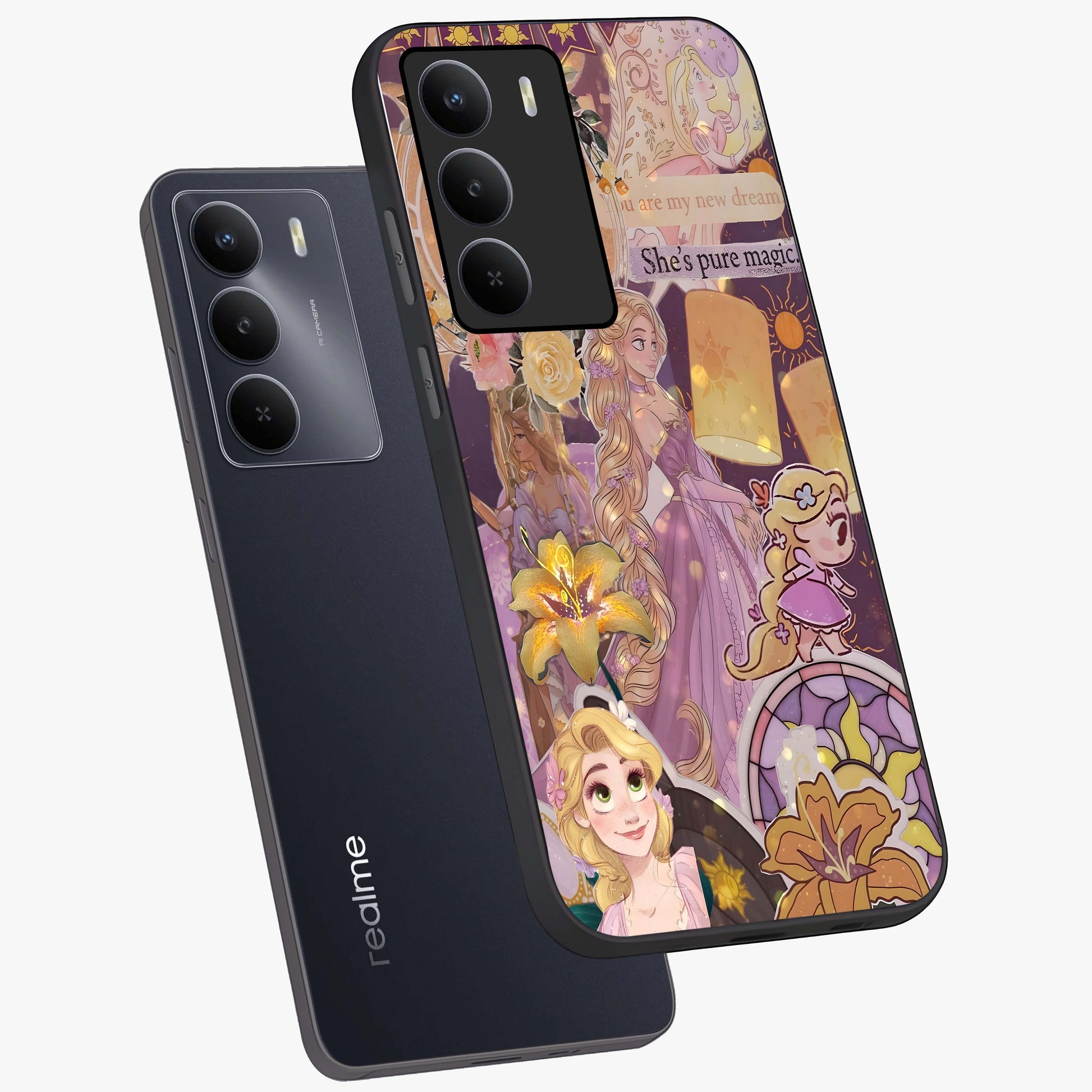 Magical Tangled Dream Glass Case displayed in angled mockup highlighting whimsical fantasy design with magical aesthetic.