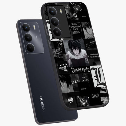 Midnight Chaos Mind Glass Case displayed in angled mockup highlighting chaotic artistic design with dramatic midnight aesthetic.