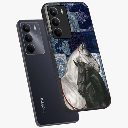 Midnight Stallion Blues Glass Case displayed in angled mockup highlighting powerful stallion illustration with deep midnight tones.