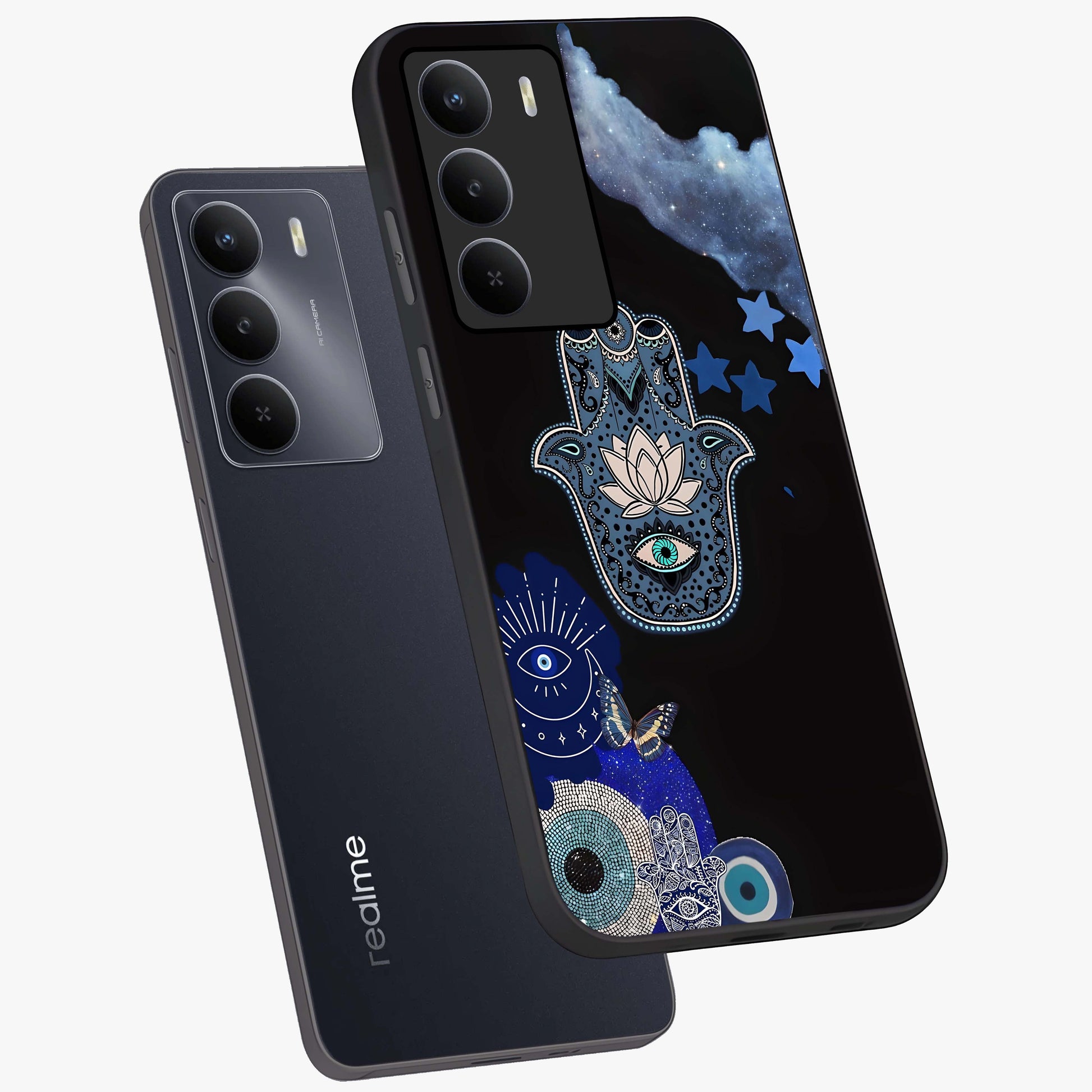 Mystic Hand Aura Glass Case displayed in angled mockup highlighting magical aura design with spiritual aesthetic style.