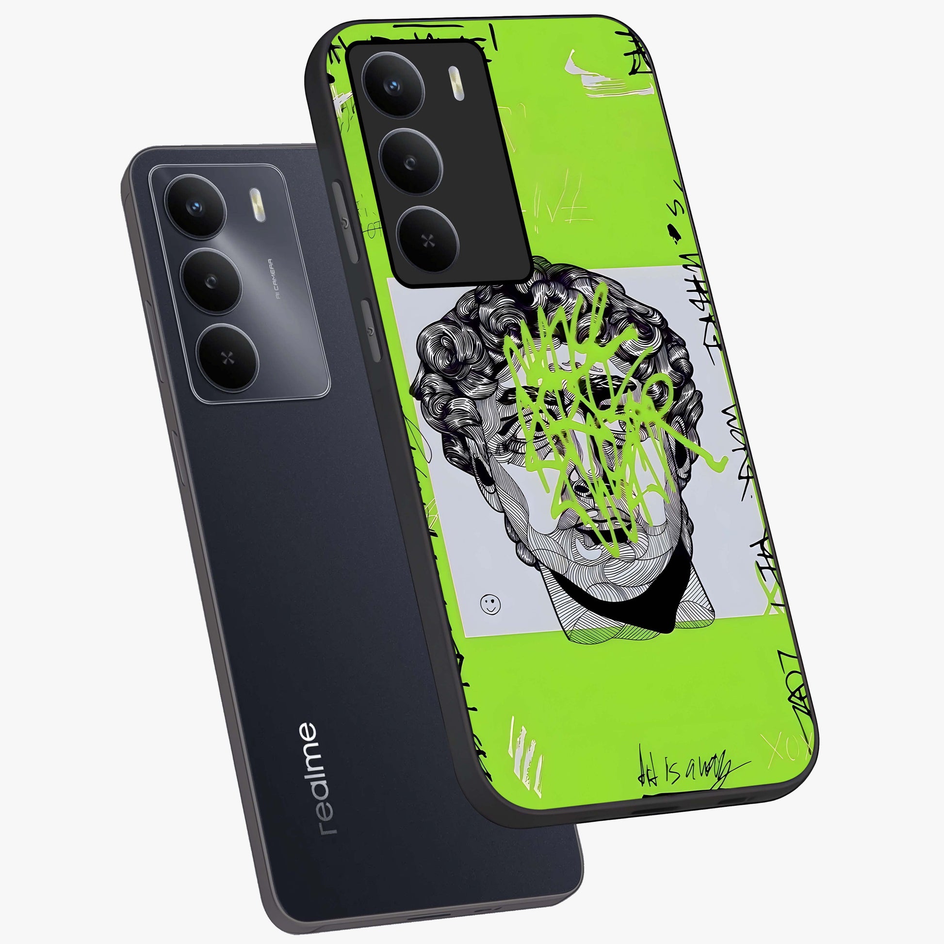Neo Graffiti Rebellion Glass Case displayed in angled mockup highlighting urban street art design with rebellious aesthetic.