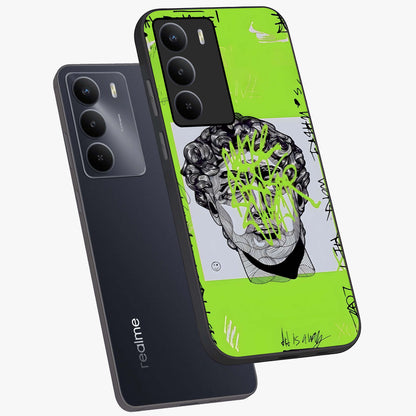 Neo Graffiti Rebellion Glass Case displayed in angled mockup highlighting urban street art design with rebellious aesthetic.