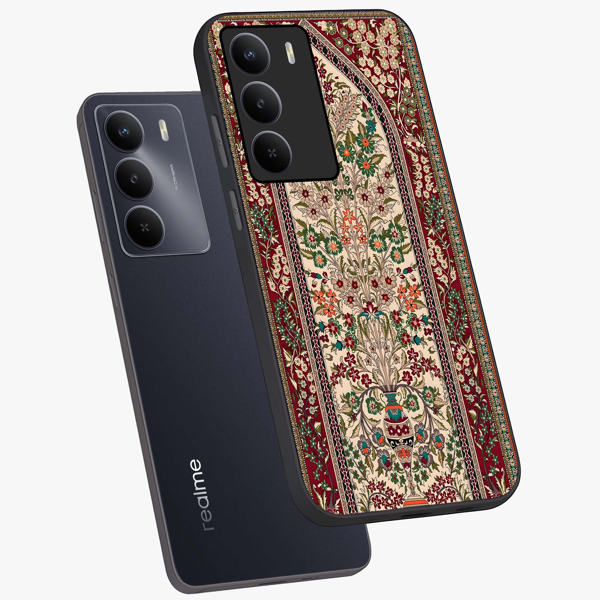 Persian Inspired Glass Case displayed in angled mockup highlighting intricate traditional design with elegant cultural aesthetic.