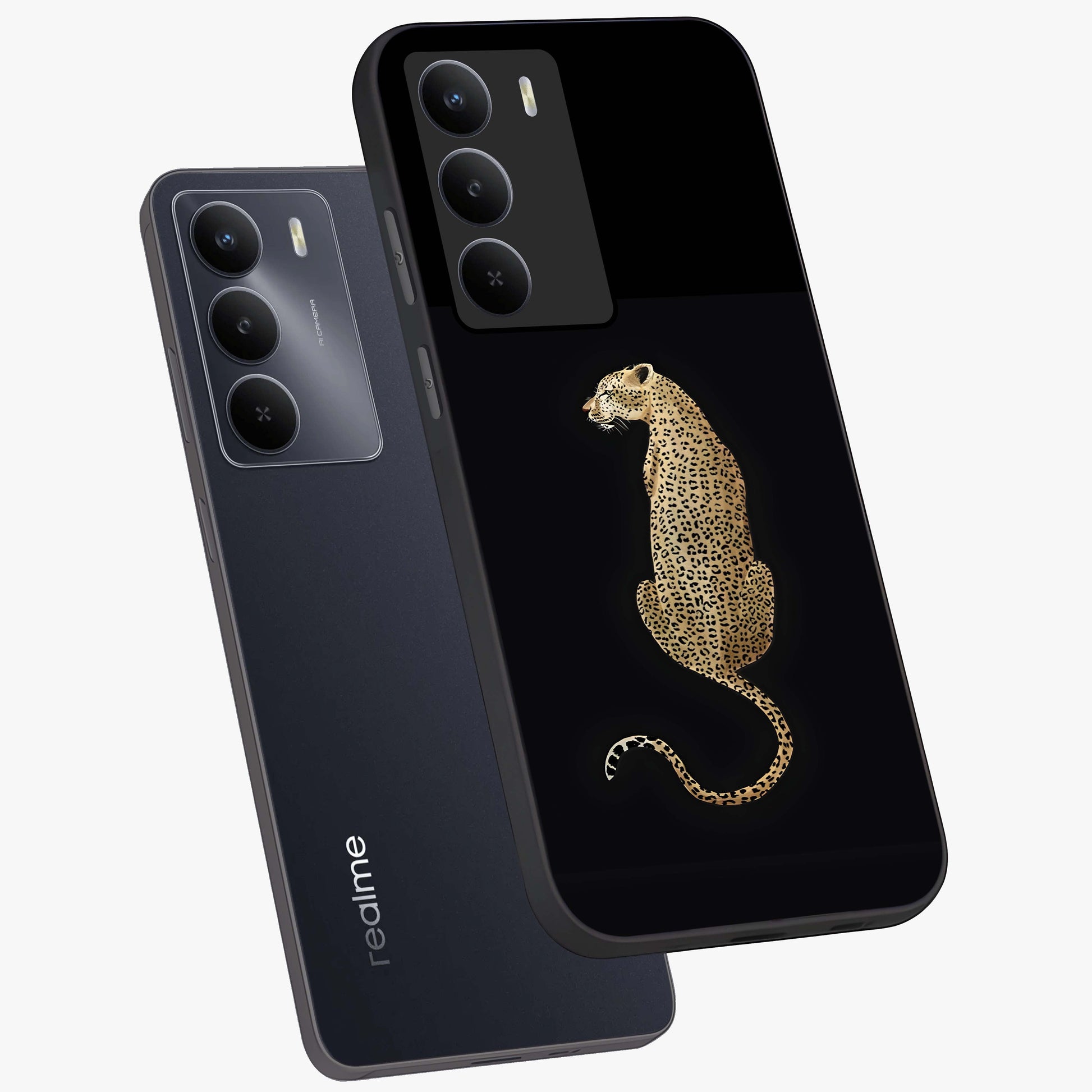 Regal Leopard Glass Case displayed in angled mockup highlighting powerful animal illustration with stylish wild aesthetic.
