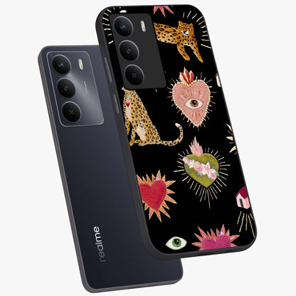 Sacred Jungle Heart Glass Case displayed in angled mockup highlighting lush tropical design with natural aesthetic style.