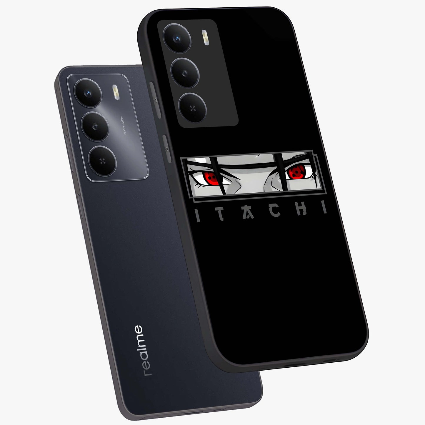 Scarlet Gaze Dominance Glass Case displayed in angled mockup highlighting intense visual design with bold scarlet aesthetic.