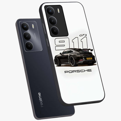 Turbo Legacy Icon Glass Case displayed in angled mockup highlighting dynamic automotive design with performance aesthetic.