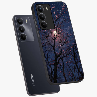 Twilight Sakura Serenade Glass Case displayed in angled mockup highlighting delicate sakura flower design with dreamy aesthetic.
