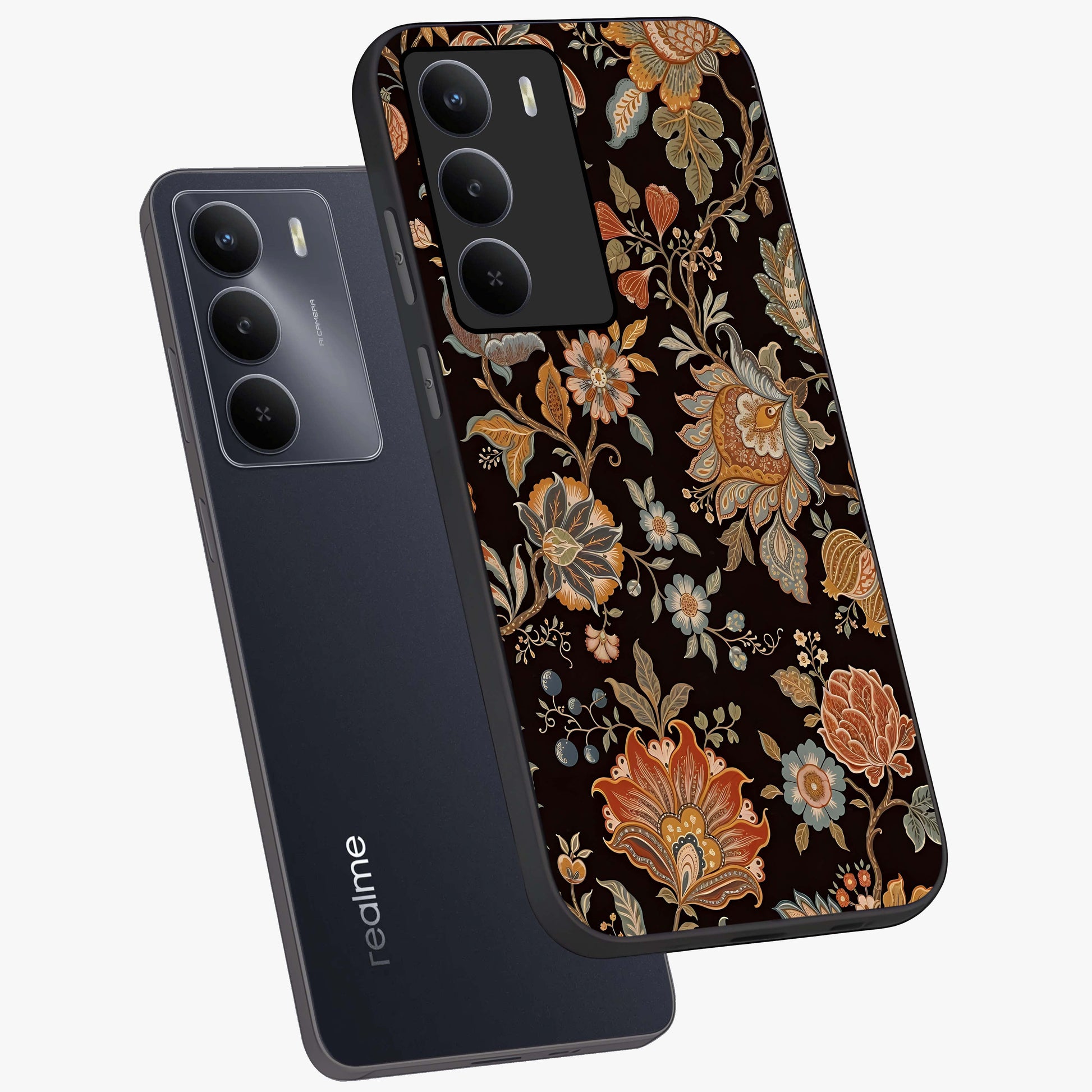 Vintage Floral Dream Glass Case displayed in angled mockup highlighting elegant vintage flower design with soft aesthetic style.