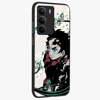 Demon Slayer Glass Case upright view showcasing powerful anime artwork with intense warrior theme.