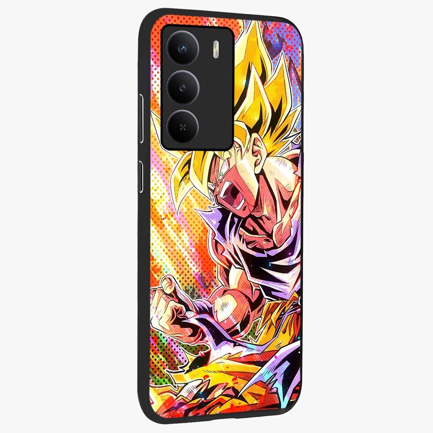 Firing Goku Glass Case upright view showcasing energetic anime artwork with bold warrior theme.