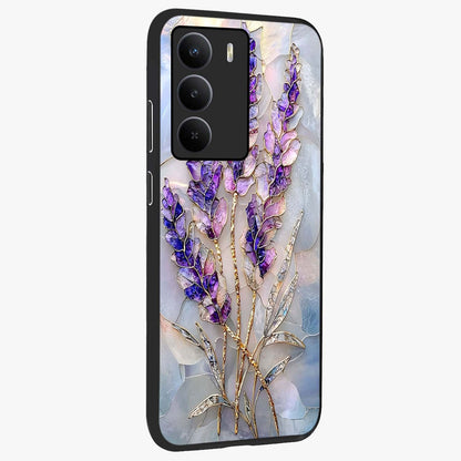 Lavender Dream Glow Glass Case upright view showcasing radiant lavender glow artwork with calming dreamy theme.