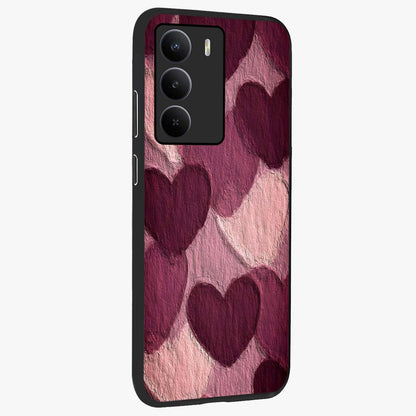 Layered Paper Hearts Glass Case upright view showcasing decorative layered heart artwork with sweet love theme.