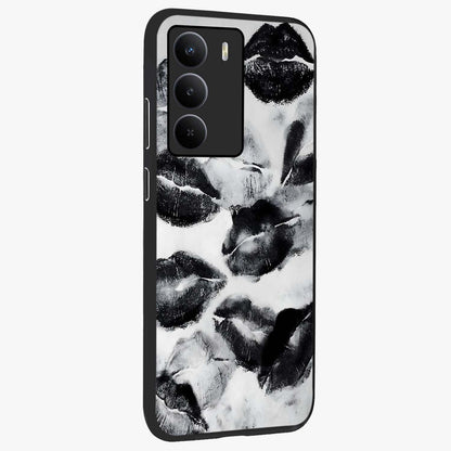 Midnight Kiss Marks Glass Case upright view showcasing stylish kiss mark artwork with trendy romantic theme.