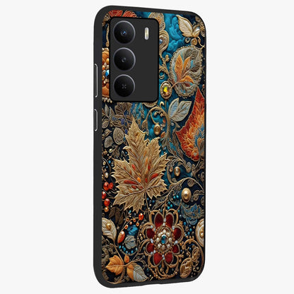 Royal Jewel Garden Glass Case upright view showcasing rich floral artwork with luxurious garden theme.