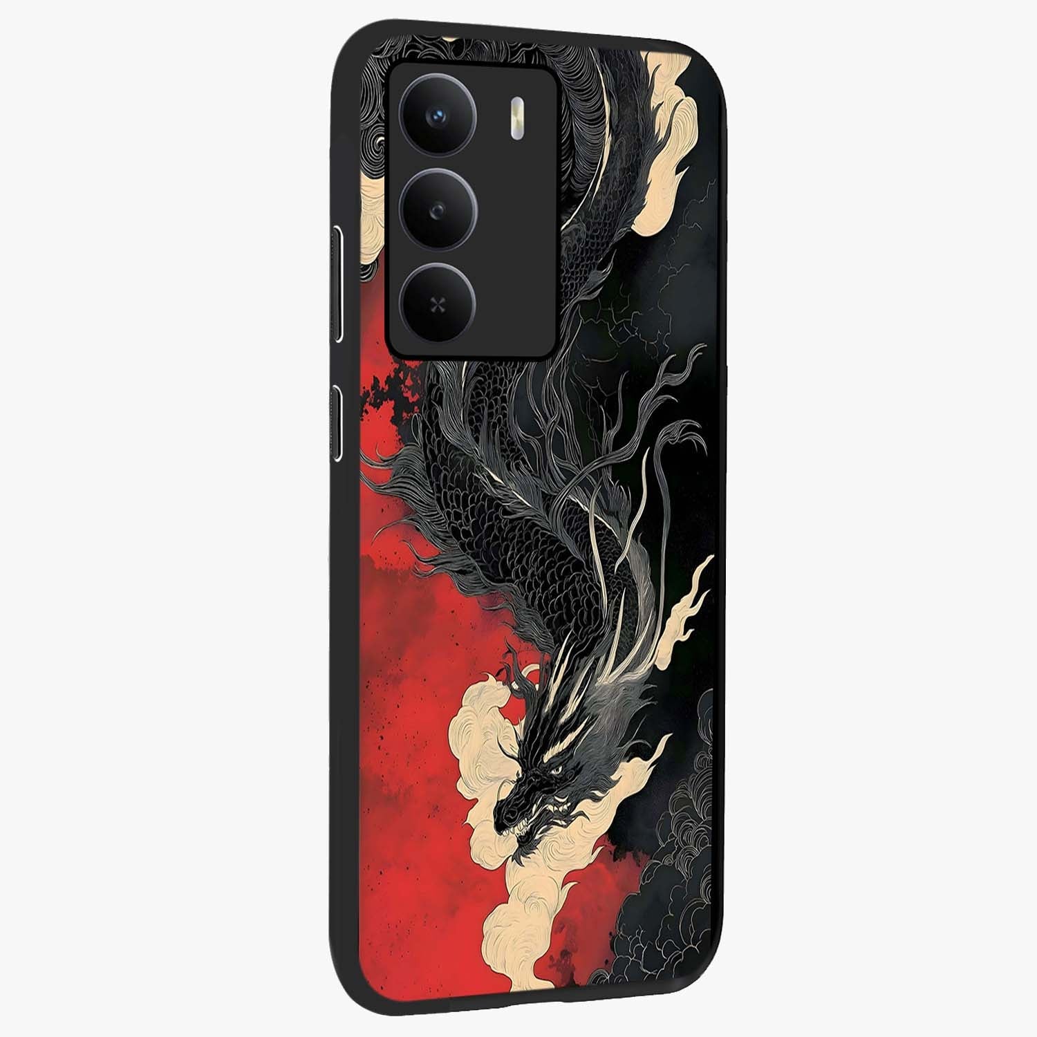 Shadow Dragon Fury Glass Case upright view showcasing intense dragon artwork with dramatic shadow theme.