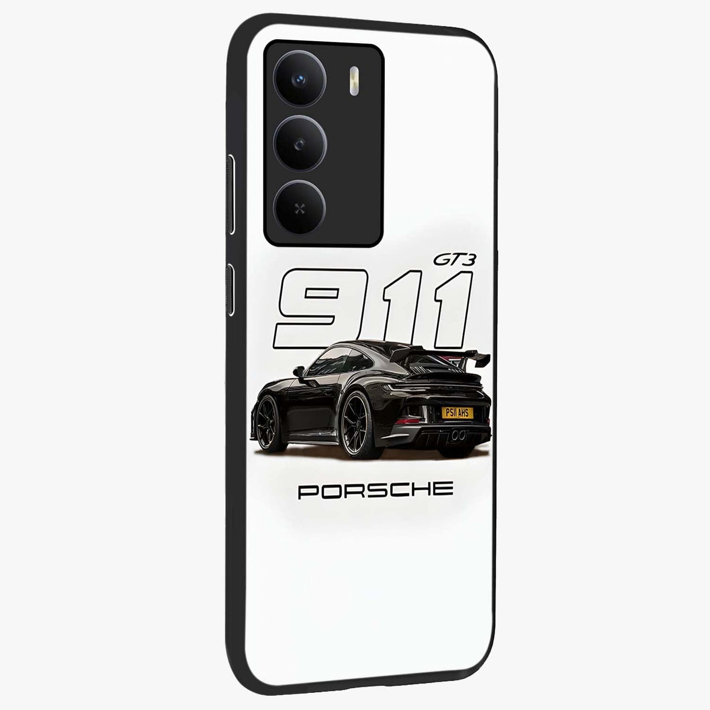 Turbo Legacy Icon Glass Case upright view showcasing bold racing inspired artwork with classic car theme.
