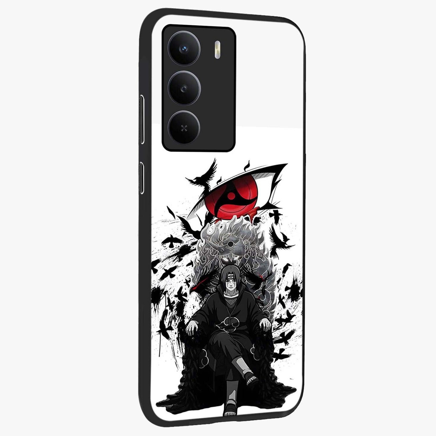 Uchiha Shadow Throne Glass Case upright view showcasing magical underwater galaxy artwork with vibrant cosmic theme.