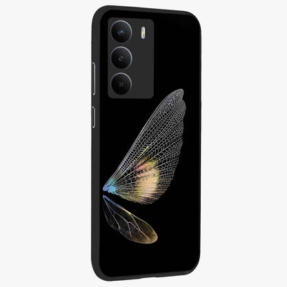 Whispers Of Wings Glass Case upright view showcasing elegant wing artwork with light airy theme.