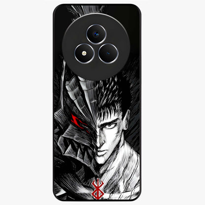 Berserker Blood Oath Glass Case showing flat back view with fierce warrior inspired artwork and glossy glass finish.