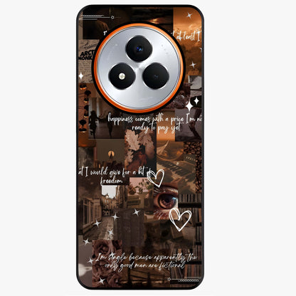 Bittersweet Aesthetic Chaos Glass Case showing flat back view with artistic chaotic aesthetic design and glossy glass finish.