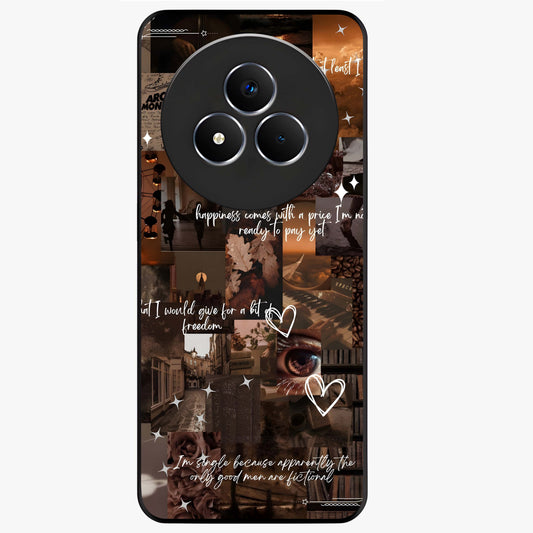 Bittersweet Aesthetic Chaos Glass Case showing flat back view with artistic chaotic aesthetic design and glossy glass finish.